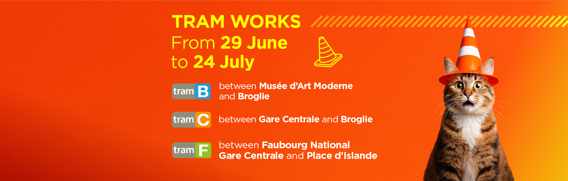 Tram works from June 29 to July 24 affecting lines B, C and F
